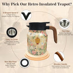 Vintage Teapot with Infuser, 35 oz Insulated Tea Pot for Loose Leaf Tea - Image 5