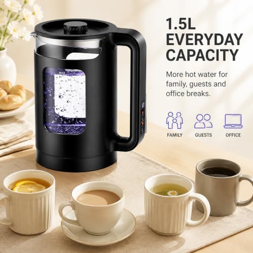 AZEUS Electric Kettle, 1.5L Glass Tea Kettle with Temperature Control - Image 4