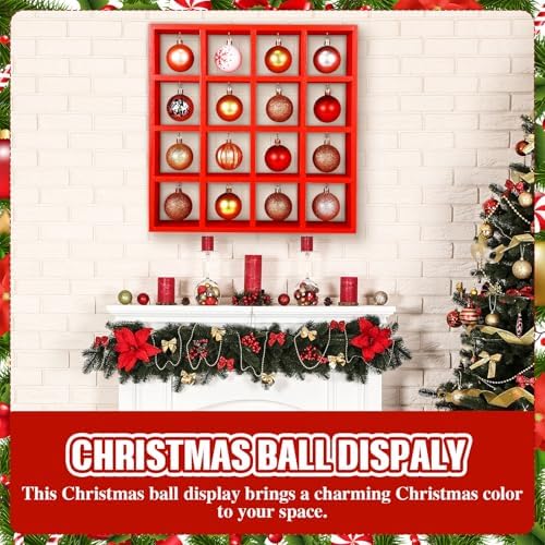 Cinnvoice Christmas Ornament Displays Rack,Red,16 Compartment - Image 5