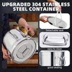 12L/3.2 Gal 304 Stainless Steel Food Containers 404 Oz Stainless Container with Lid and Lock Airtight Canister for Storage 304 Stainless Steel Food Storage Containers Stainless Bucket - Image 4