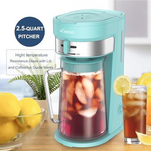 AEMEGO Iced Tea Maker, Brewing System with 2.5-quart Glass Pitcher, sliding strength selector, Stainless Steel Decoration, Reusable Filter (Green) - Image 4