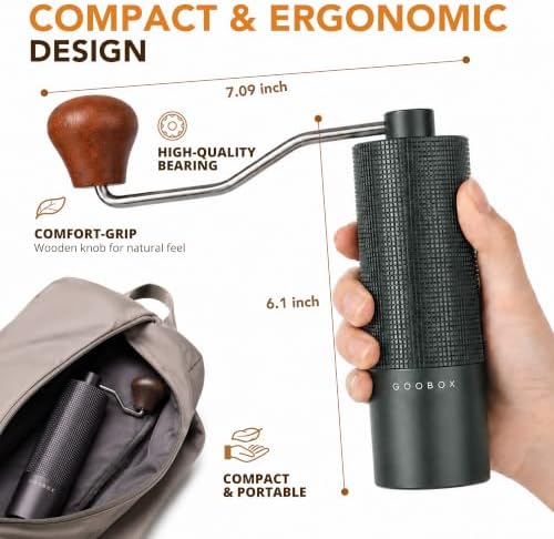 Portable Manual Coffee Grinder, Adjustable Stainless Steel Burr - Image 3