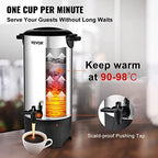 VEVOR Commercial Coffee Urn, 50 Cups/7.5L Stainless Steel Large Coffee Dispenser, 1000W 110V Electric Coffee Maker Urn For Quick Brewing, Hot Water Urn with Detachable Power Cord for Easy Cleaning - Image 4