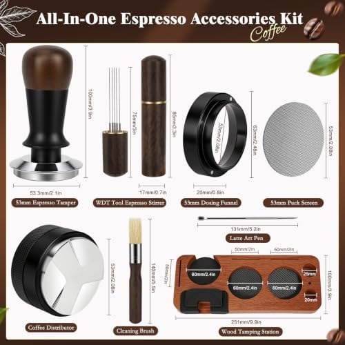8 PCS Espresso Accessories Kit, 53.3mm Espresso Tamper Kit - Image 3