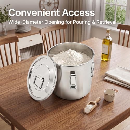 3.17Gal 304 Stainless Steel Airtight Canister with Lid & Locking Clamp - Image 6