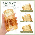 Wiwiqing 48 Set 16oz Vintage Tumbler with Lid and Straw Bulk, Amber - Image 3