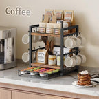 HOOBRO Coffee Mug Cup Holder, Tree Bar Station Organizer for Countertop, 12 Hooks Mug Stand Rack & Sliding Drawer intended for 30 K-Cup Pods, 2 Tier Mug Display Stand, Rustic Brown and Black BF11TL01 - Image 2