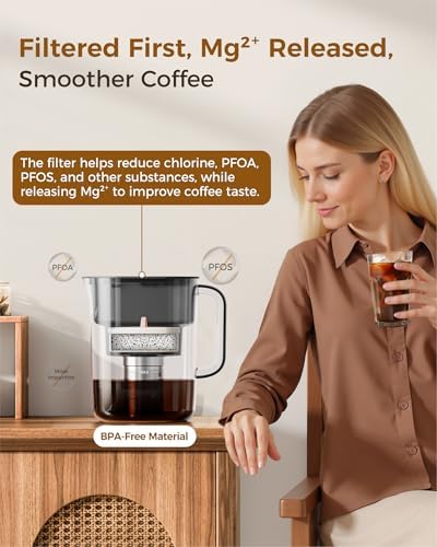 Waterdrop PT-10 Cold Brew Coffee Maker with 4 Magnesium Water Filter Well-Balanced Acidity, Unlocks Aroma, Stainless Steel Filter for Iced Coffee, Tea, Lemonade, BPA-Free Cold Brew Pitcher,Black - Image 7