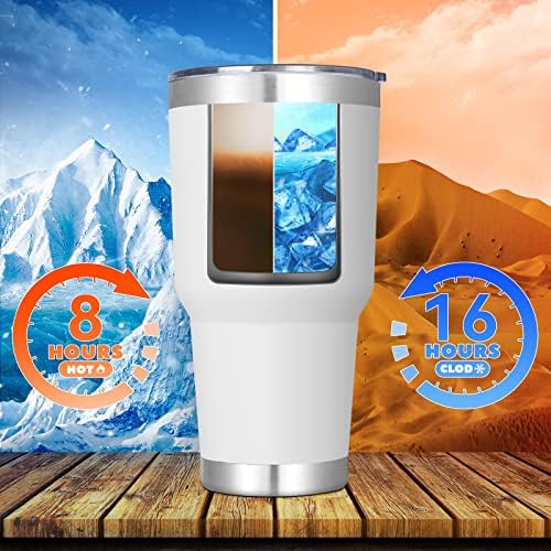 DOMICARE 30 oz Tumbler with Lid and Straw, Stainless Steel Tumblers Bulk, Insulated Vacuum Double Wall Travel Coffee Mug, Durable Powder Coated Tumbler Cups (White, 12) - Image 3