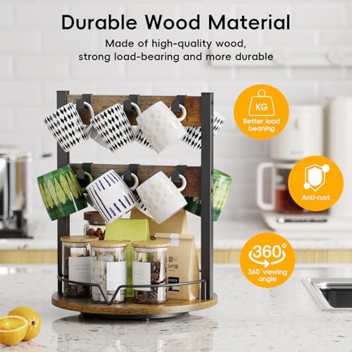 KLM Wood Coffee Mug Holder,Mug Display Organizer - Image 5