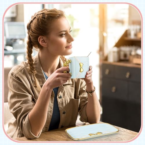Sliner Set of 4 Handbag Coffee Mug with Saucer Purse Tea Cup Set,Stylish - Image 6