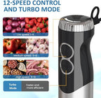 6 in 1 Professional Immersion Blender, Heavy Duty Hand Blender with 12-Speed & 10 Attachments, 20OZ Food Chopper, Whisk, Potato Masher, Juicer, Milk Frother Electric Handheld Mixer - Image 3