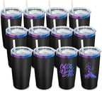 20 oz Tumbler Bulk Stainless Steel Tumblers with Lids and Straws Black by MetalyaTumblers