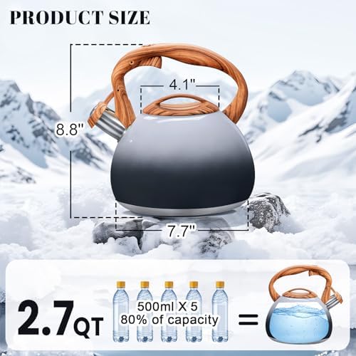 GGC Whistling Tea Kettle for Stove Top, 3.2QT/3L Stainless Steel Tea Kettle - Image 3