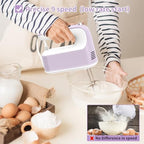 Yomelo 9-Speed Digital Hand Mixer Electric, 400W Powerful DC Motor, Hand Mixer Electric Handheld with Snap-On Storage Case, 5 Stainless Steel Accessories, Beaters, Dough Hooks, Whisk(Lilac Purple) - Image 4