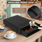 Stainless Steel Knock Box with Lid for Coffee Grounds Disposal, 28 x 18 x 5 cm Espresso Tamp Station with Removable Drawer, Non Slip Feet, Rubber Strike Pad. Suitable for Home, Cafe, Office (Black) - Image 3