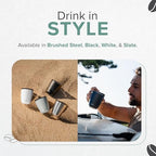 HUSKEE 8oz Stainless Steel Coffee Cup - Reusable, Stackable & Insulated Cup with Lid - No Spill Travel Cups for Hot Drinks, For Coffee Lovers & On-the-Go - Brushed Steel - Image 5