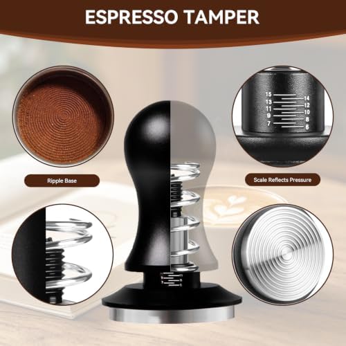 7 PCS Espresso Accessories Set with 53.3mm Spring Loaded Tamper - Image 4