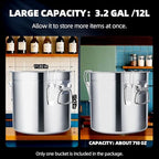 12L/3.2 Gal 304 Stainless Steel Food Containers 404 Oz Stainless Container with Lid and Lock Airtight Canister for Storage 304 Stainless Steel Food Storage Containers Stainless Bucket - Image 2