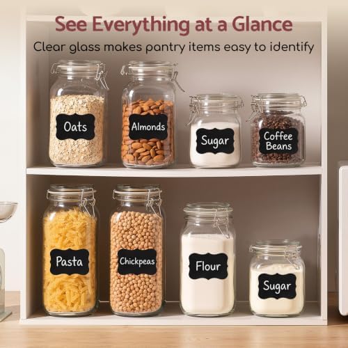 JunVpic 50oz Glass Jars with Airtight Lid, 3 Pack Flour Sugar Containers - Image 4