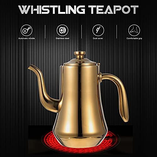 UPKOCH 1.5L(54oz) Stainless Steel Teapot with Removable Infuser - Gold Loose Leaf Tea Kettle, Gooseneck Spout for Coffee & Herbal Brewing - Image 6