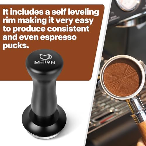 MEION Espresso Tamper 53.3mm Coffee Tamper, Calibrated Dual Spring Loaded Barista Tamper with Stainless Steel Base, Comes with aluminum storage pad (53.3MM, Black) - Image 3