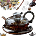 Upgraded Removable Glass Teapot Set with Infuser Hot Plate Filtration Tea Pot for Loose Leaf Tea(Electric ceramic stove+Gray) by Unknown