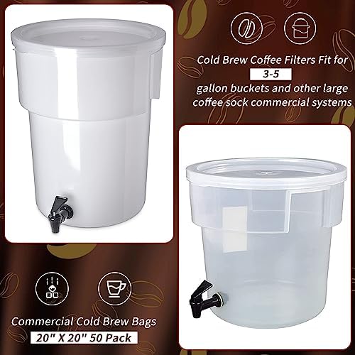 100Pcs Commercial Cold Brew Coffee Filters for 5 Gallon Buckets, 20" X 20" Disposable Coffee Filters with Drawstring for Brew Up To 5 LBS Coffee - Image 2