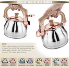 Stainless Steel Tea Kettle for Stove Top Teakettles Stovetop Whistling with Heat Proof Ergonomic Handle 2.5 Quart - Image 3