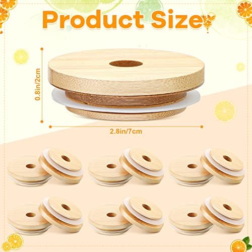Cunhill 100 Pieces 70mm Bamboo Jar Lids Bulk with Straw Hole for Glass Cups - Image 5