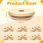 Cunhill 100 Pieces 70mm Bamboo Jar Lids Bulk with Straw Hole for Glass Cups - Image 5