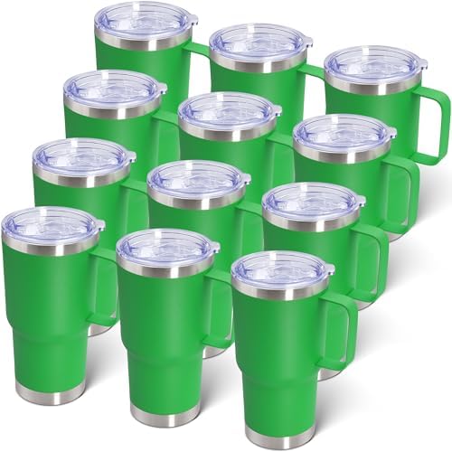 20 oz Tumbler with Handle and Lid Insulated Travel Coffee Mug Green 12P by ATQTQ