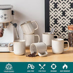 vancasso Coffee Mugs Set of 6, 12 Oz Ceramic Coffee Cups with Handle, Ceramic Unique Glaze Coffee Cup for Cappuccino, Latte, Tea, Cocoa, Dishwasher & Microwave Safe Gift Sets, Beige, Series PLAYA - Image 3