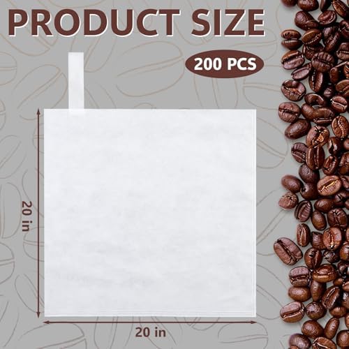 200 Pack 20" x 20" Thickened Commercial Cold Brew Coffee Bags Bulk with Drawstring Disposable Coffee Filters Bags for 5 Gallon Buckets and Commercial Model Cold Brew Makers - Image 2
