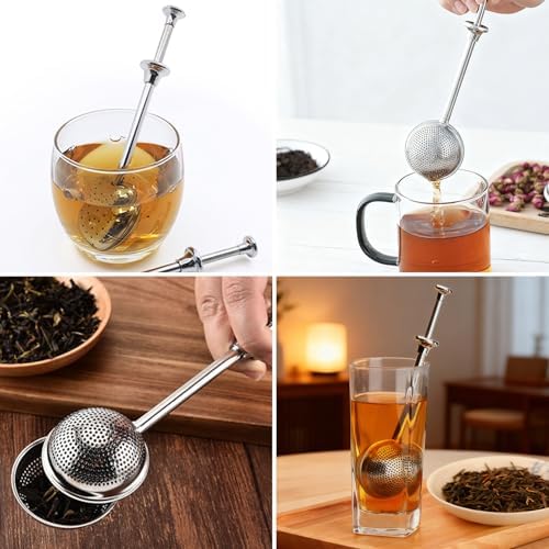 3Pcs Ball Tea Strainer with Long Handle for Loose Leaf Tea and Mulling Spices Stainless Steel Tea Infuser Tea Filter - Image 7