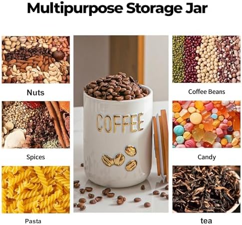 White Ceramic Canister Set for Coffee Tea Sugar, 3-Piece Food Storage Jars with Wood Airtight Lids, Decorative Small Container for Kitchen Pantry Counter - 25oz - Image 4
