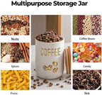 White Ceramic Canister Set for Coffee Tea Sugar, 3-Piece Food Storage Jars with Wood Airtight Lids, Decorative Small Container for Kitchen Pantry Counter - 25oz - Image 4