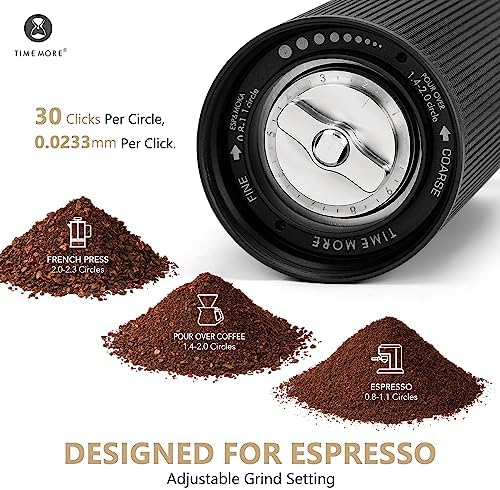 TIMEMORE Manual Coffee Grinder Chestnut C3 ESP Pro, Hand Coffee Grinder, Stainless Steel S2C Conical Burr Coffee Grinder with Foldable Handle, Adjustable Grind Setting for Espresso - Black - Image 4