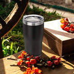 DOMICARE 20oz Tumbler with Lid Stainless Steel Tumblers Bulk, Double Wall Vacuum Insulated Coffee Travel Mug Powder Coated Tumbler, 12 Count (Pack of 1) Black - Image 6