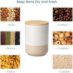 vancasso Sabine Large Ceramic Canister with Airtight Wood Lid - 74 oz Kitchen Food Storage Jar for Flour, Sugar, Coffee, Tea & Spices - Big Capacity Countertop Jar - Image 5