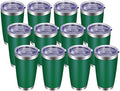 VEGOND 20oz Tumbler with Lid and Straw Stainless Steel Tumbler Cup Bulk Vacuum Insulated Double Wall Travel Coffee Mug Powder Coated Coffee Cup, Dark Green, 12 Pack by VEGOND