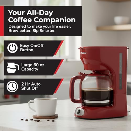 MUELLER HOME 12-Cup Red Coffee Maker - Image 2