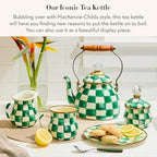 MACKENZIE-CHILDS Tea Kettle, 2 Quarts, Green-and-White Emerald Check - Image 2