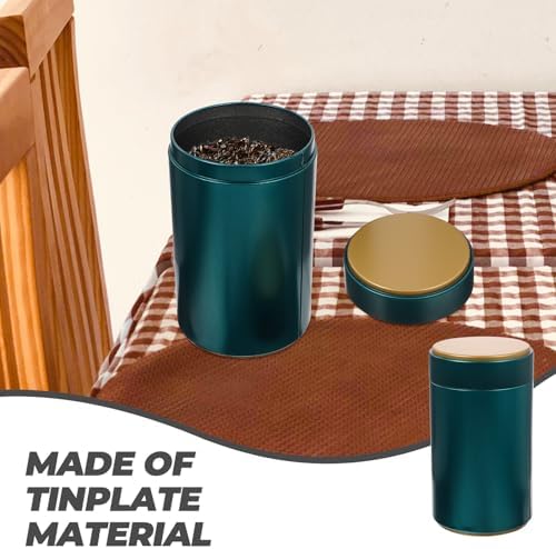 SOLUSTRE 4Pcs Airtight Tea Tin Canisters High-grade Tinplate Storage Jars with Sealed Lids for Loose Leaf Tea Coffee Sugar Household Kitchen Containers in Dark Green - Image 4