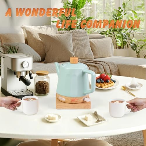 Electric Kettle Ceramic 1.2 qt, Automatic Shut Off, Fast Boiling Kettles Teapot, Hot Water Boiler For Coffee & Tea, Prevent Boil Dry, 1000W, Dusty Blue - Image 7