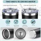 20oz Tumbler with Straw and Brush, Stainless Steel Vacuum Insulated tumbler, Double Wall Insulated Coffee Tumbler for Outdoor, Home, Travel,Office (Black,4pcs) - Image 3