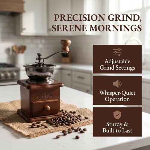 BESTOYARD Coffee Manual Espresso Machine Coffee Beans Espresso Hand Grinding Machine Stainless Steel Coffee Maker Peppermills Pepper Wooden Coffee Machine - Image 3