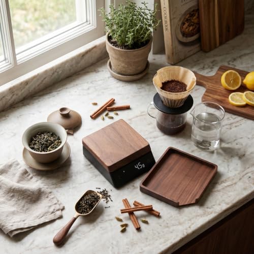 Haofy Digital 1kg 0.1g Precision Coffee Scale, Walnut Wood - Image 5