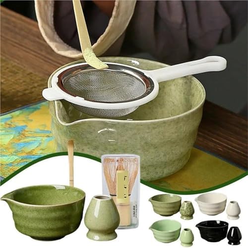 Ceramic matcha agitator, Matcha Whisk and Bowl Tea Set 4pcs Box with(Red) - Image 2