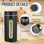 Mimorou 3 Pcs Stainless Steel Canister Set with Glass Windows Visible Storage Jars Silver Kitchen Canister Set for Pasta Flour Oat Sugar Container, Kitchen Tools, Housewarming Gifts(Black,44 oz) - Image 3